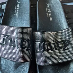 Juicy Couture Black and Silver Sandals